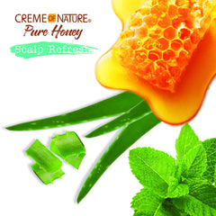 Creme of Nature Pure Honey no-rinse application on scalp illustrated.