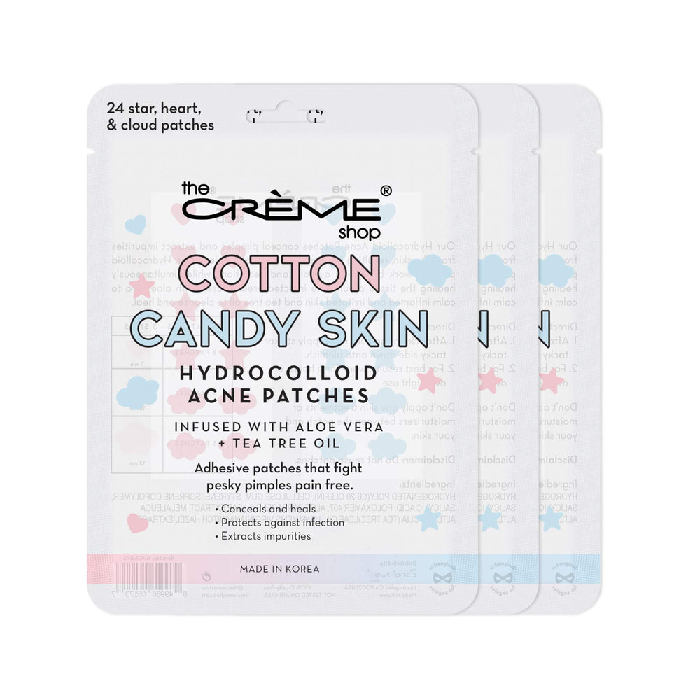 The Crème Shop Cotton Candy Skin patches pack closeup for gentle acne care and impurity absorption