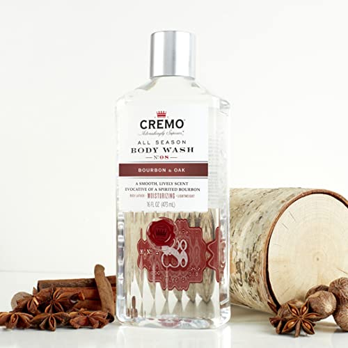 Cremo All Season Body Wash bottle-lather captures rich scent for a mood-boosting shower.