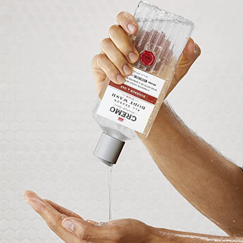 Cremo All Season Body Wash marula oil drops highlight nourishing care for skin.