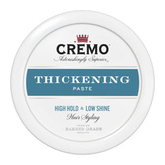 Cremo Barber Grade Thickening Paste bottle front showing lasting hold and volume
