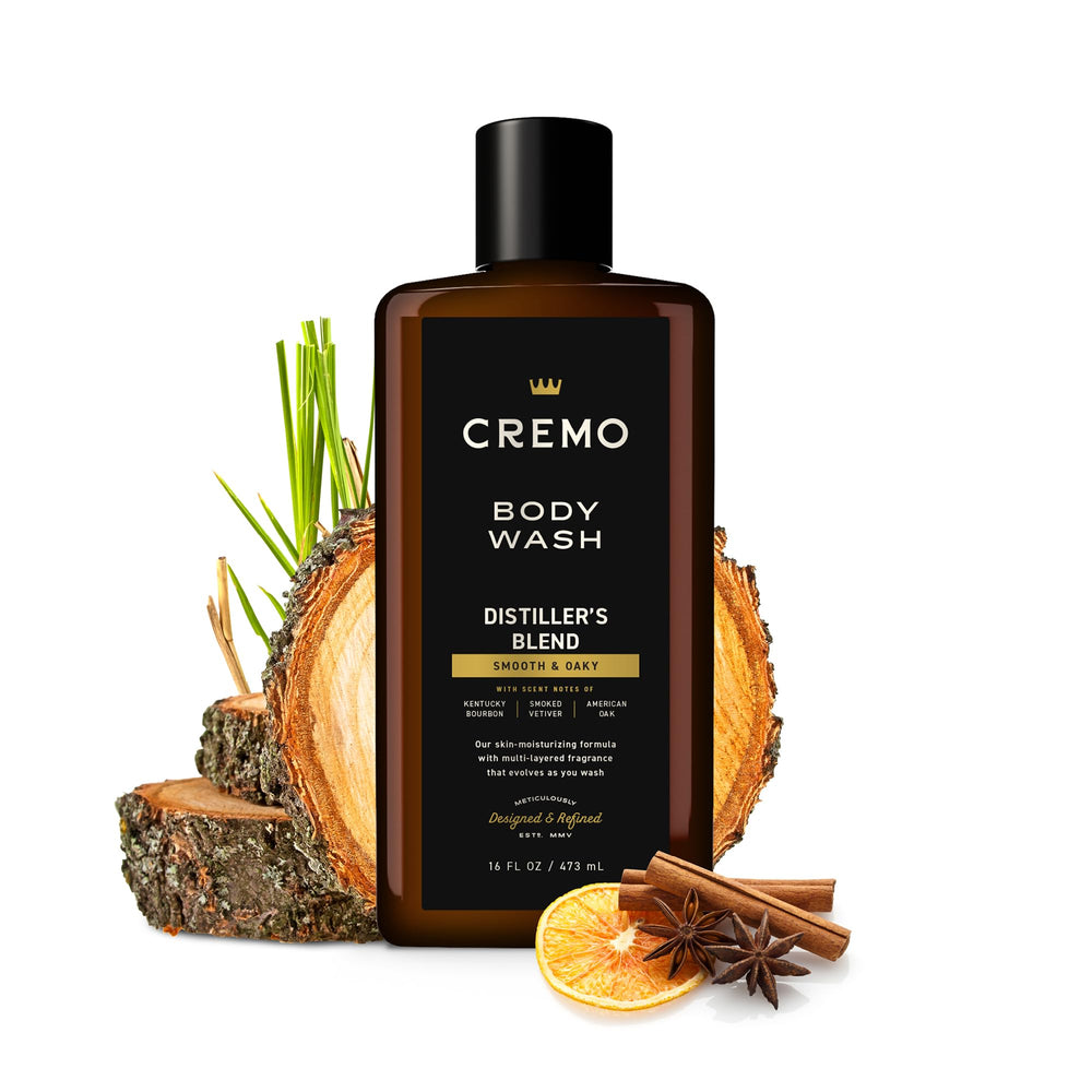 Cremo bath gel collection display shows premium men's skincare line