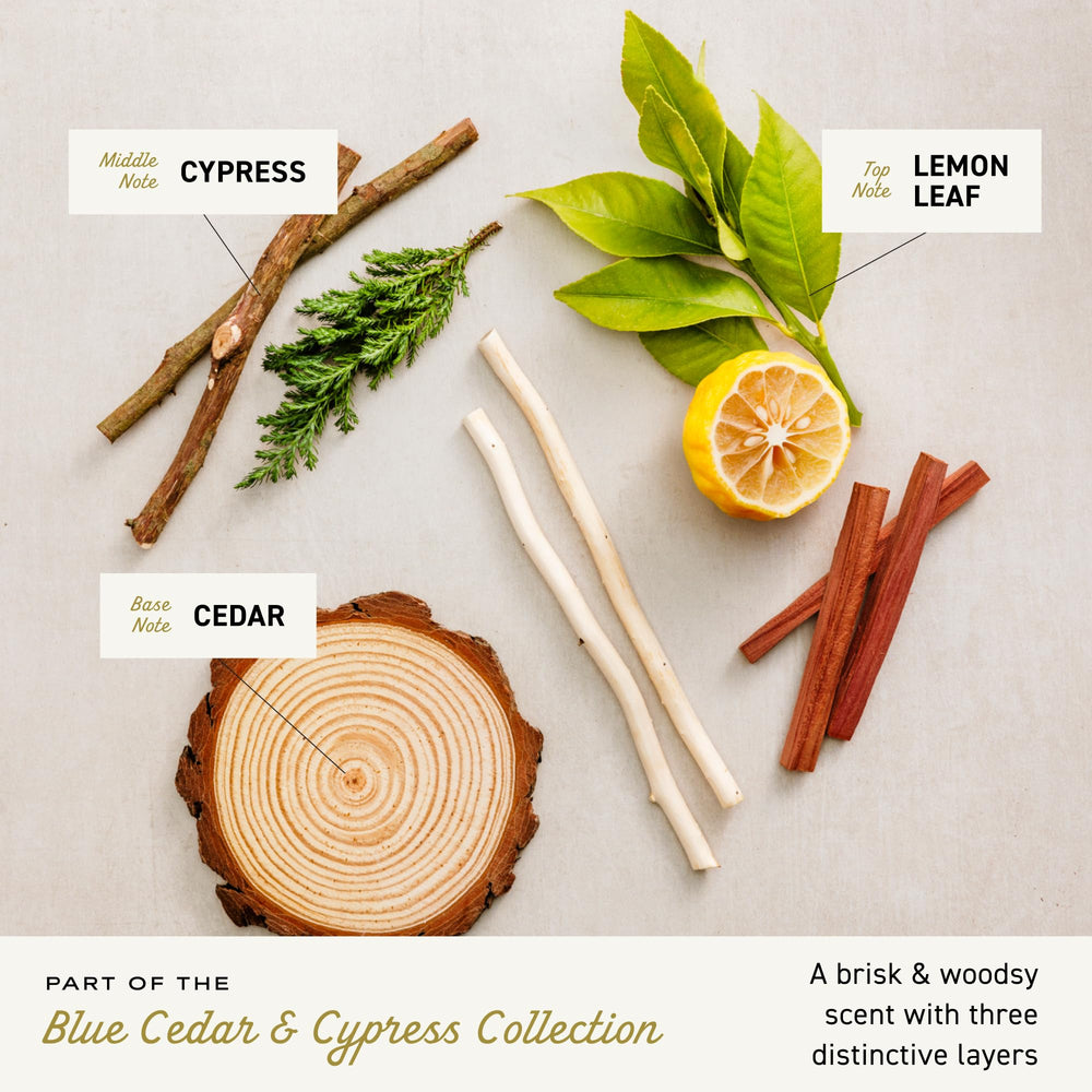 Cremo Blue Cedar & Cypress packaging box emphasizing travel-friendly presentation