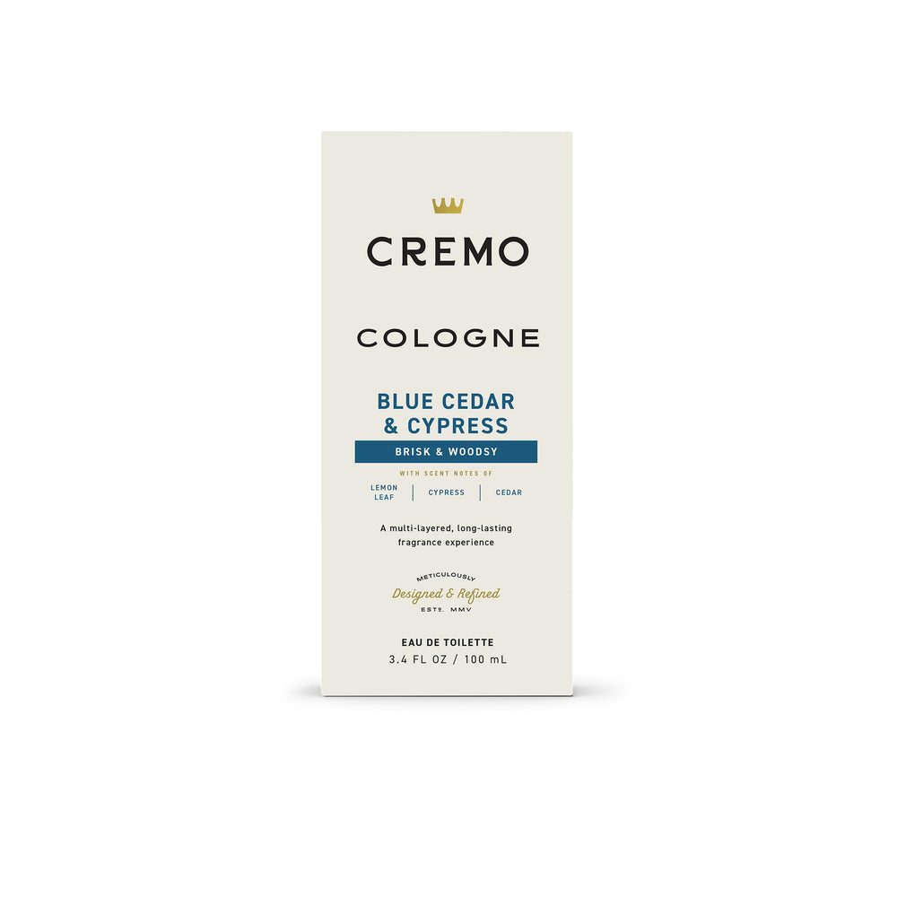 Cremo Blue Cedar & Cypress travel spray supports carry-on fragrance on the go
