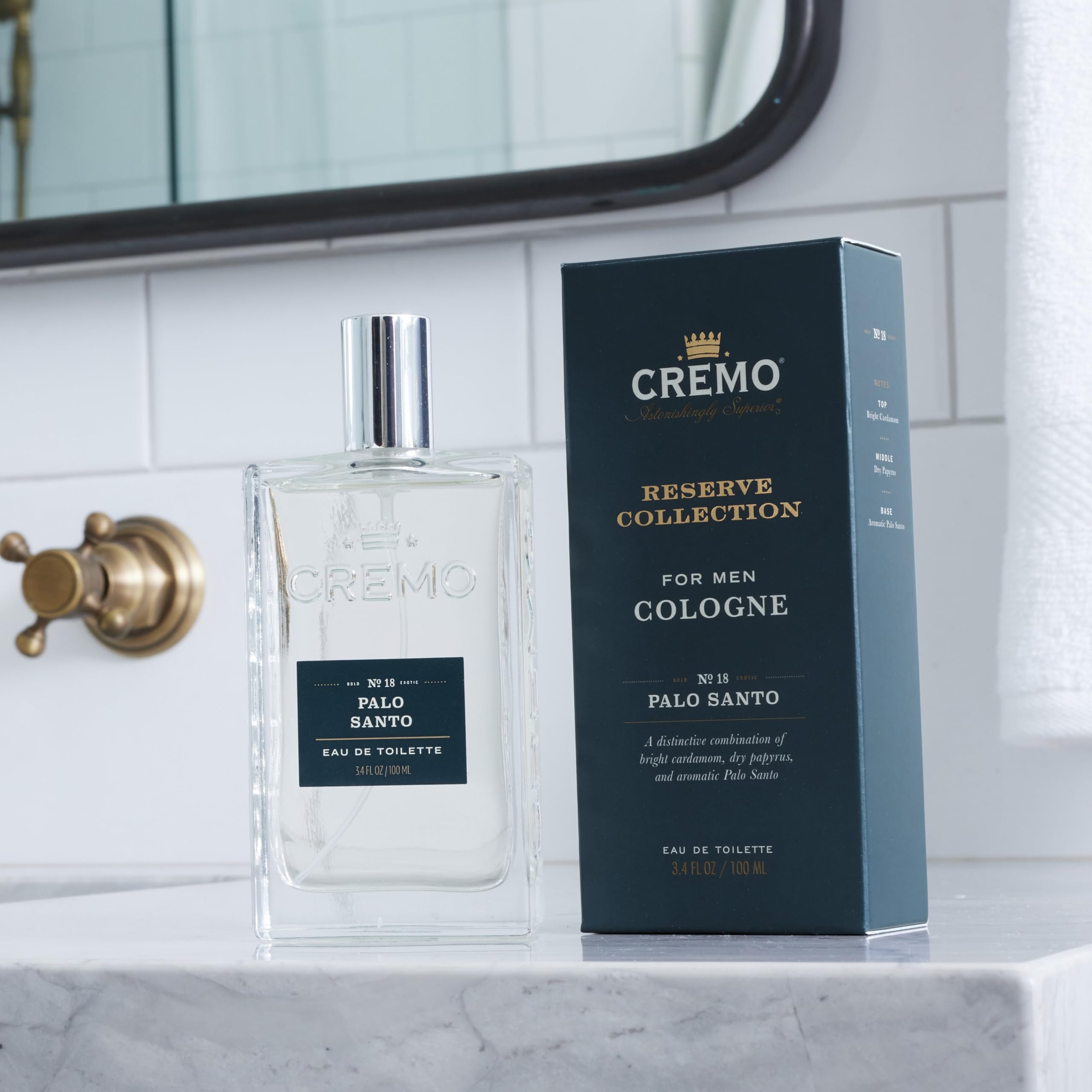 Cremo Palo Santo packaging presents premium gift-ready presentation.