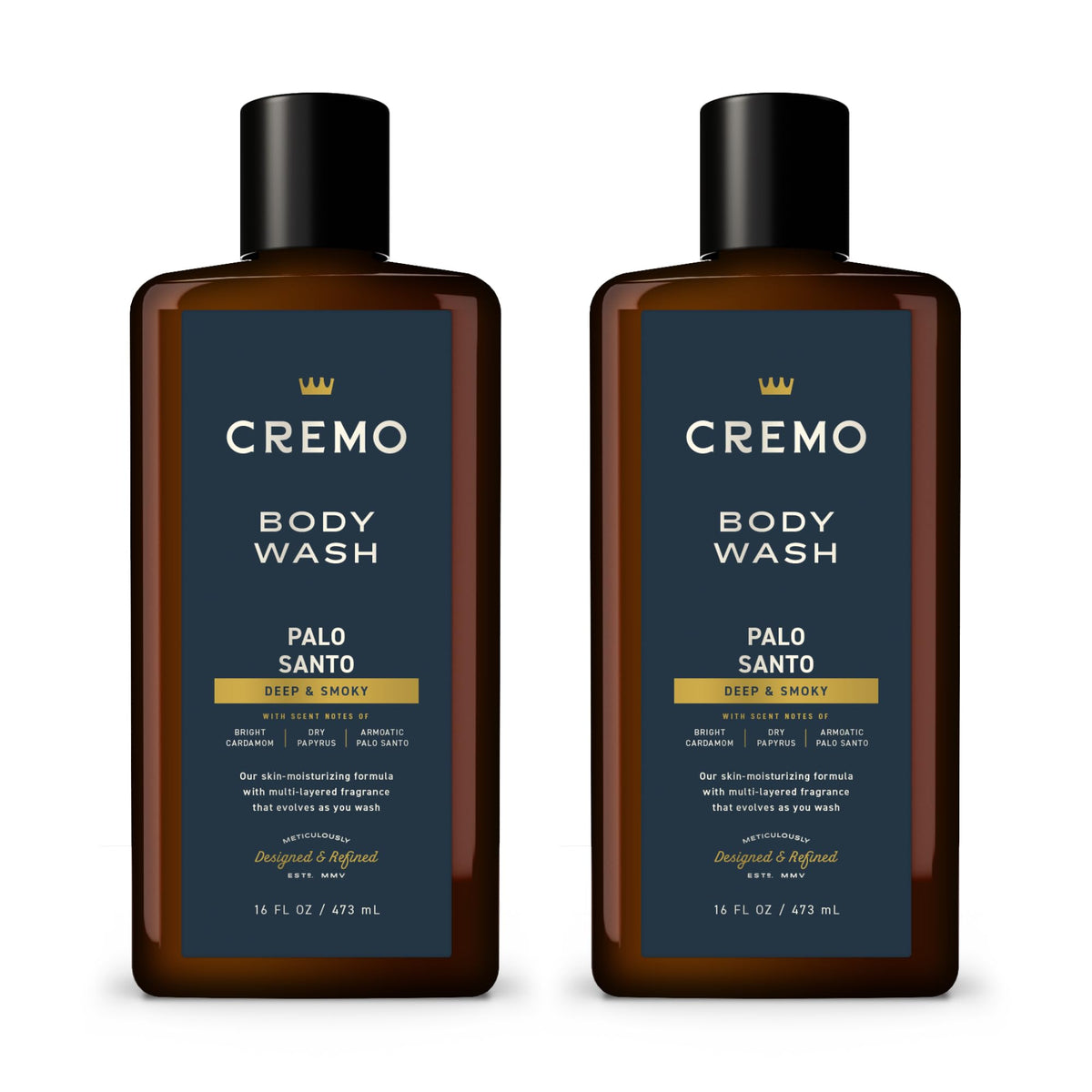 Cremo Rich-Lathering Palo Santo bottle showing premium scent and packaging for daily refreshment