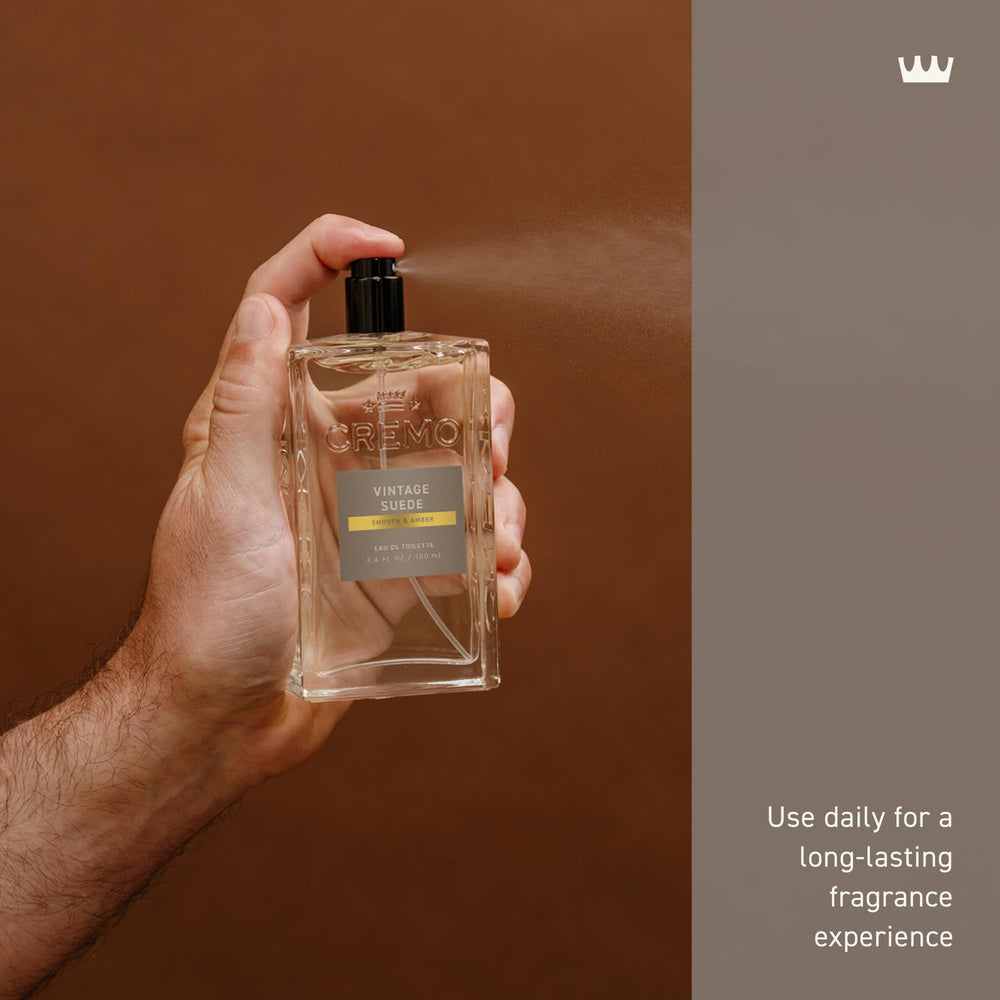 Cremo Vintage Suede packaging box showcases premium grooming gift