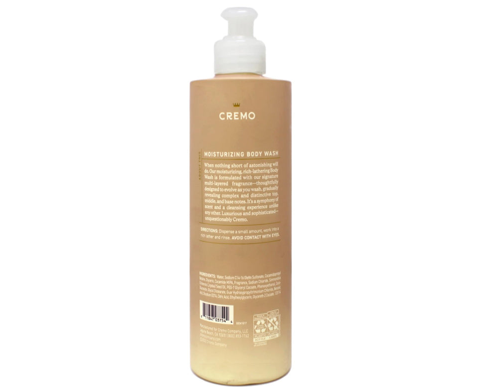 Cremo Womens Wild Iris Musk bottle presents citrus sorbet and fluffy musk for a vibrant shower