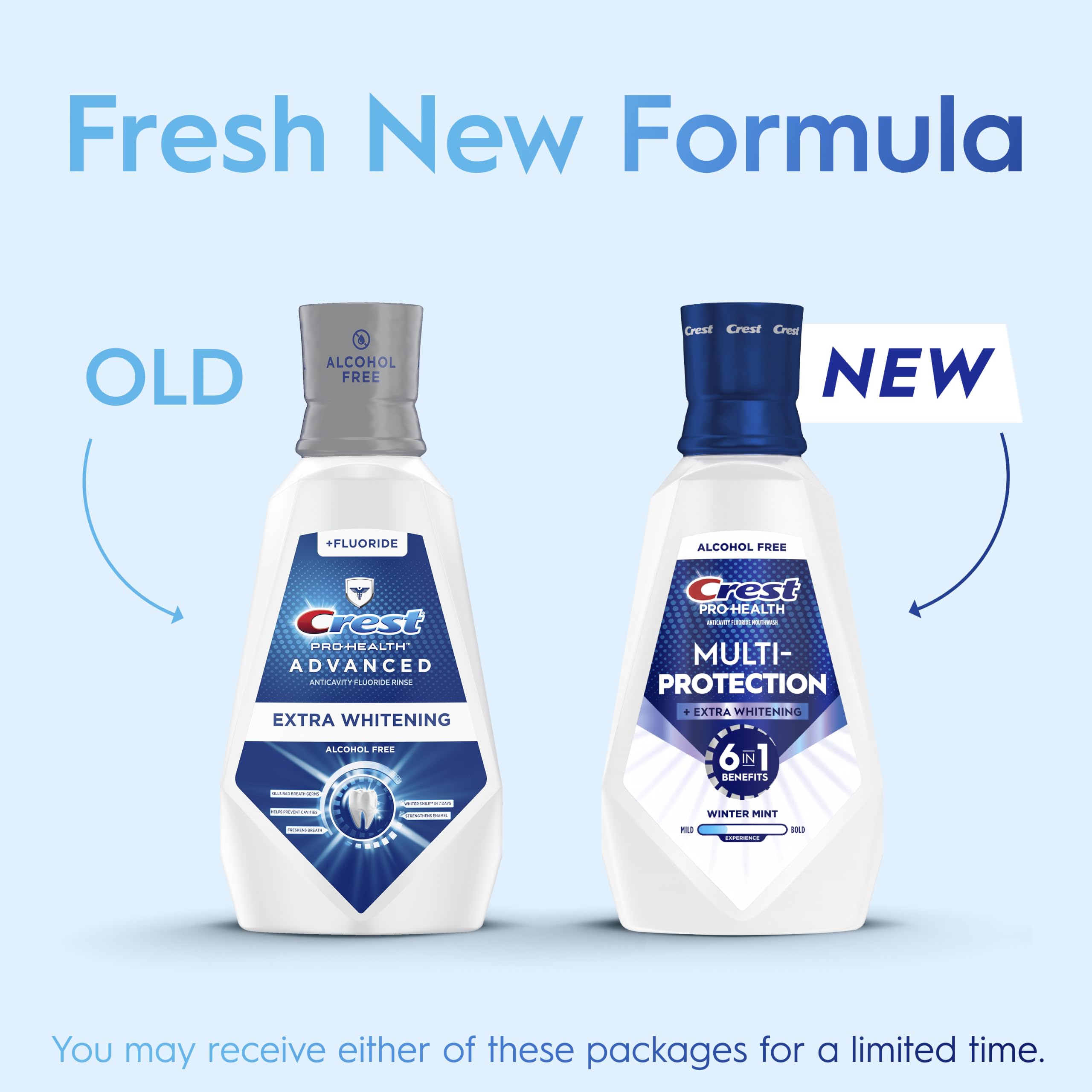 Crest close-up of liquid texture highlighting smooth alcohol-free formula
