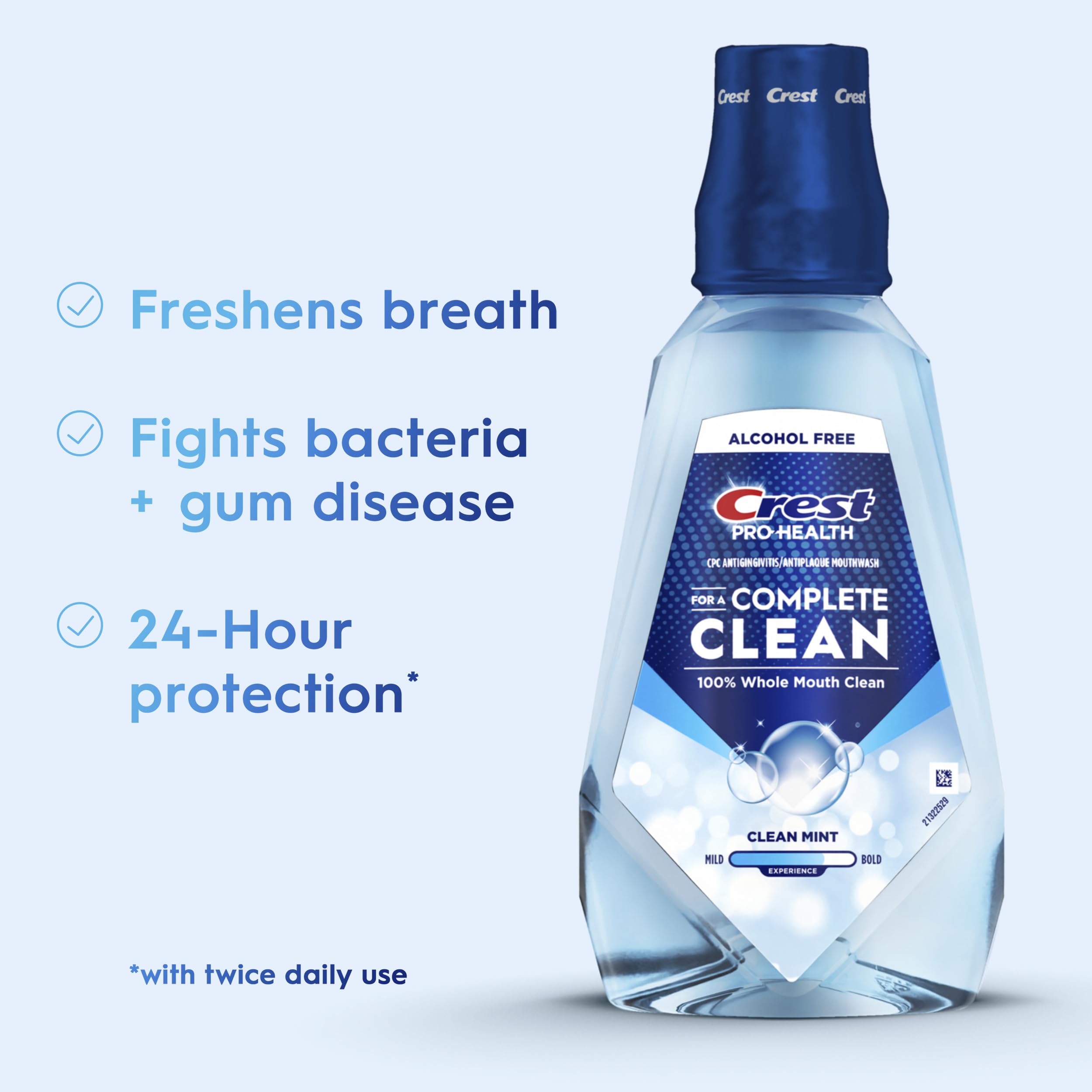 Crest Pro-Health cap and pour action for easy measured use