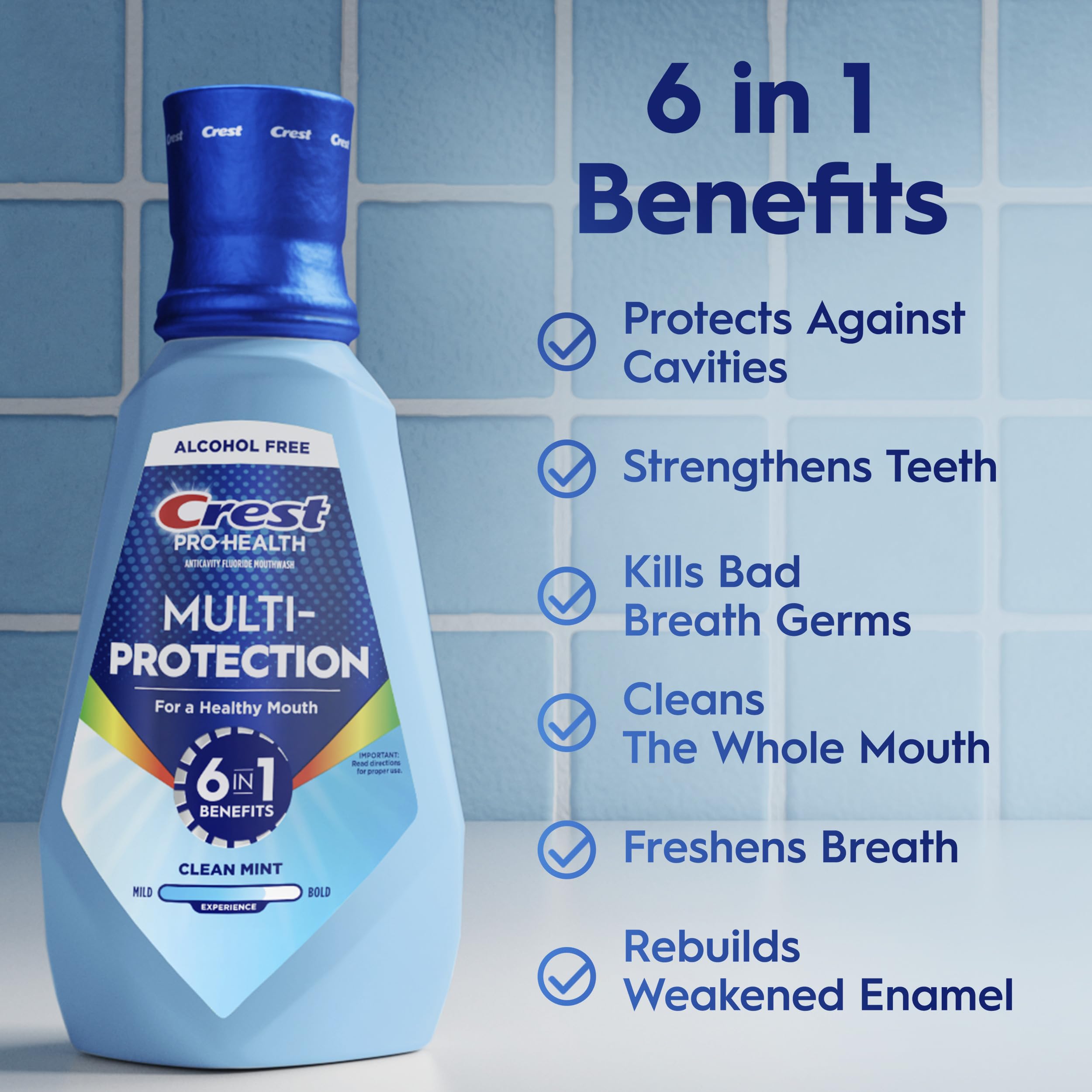 Crest bottle cap and pouring action showing easy-dispense convenience