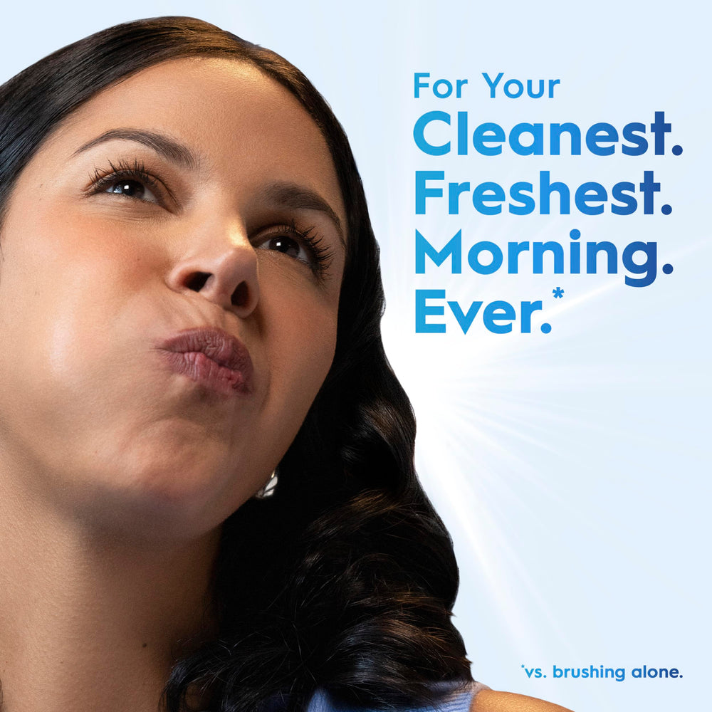 Crest Pro-Health being poured into a rinsing cup for correct dosing