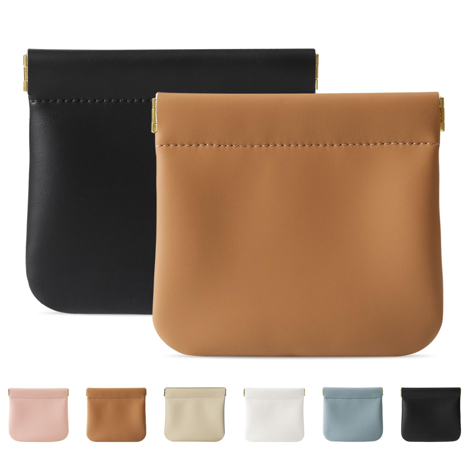 Cretkhp small makeup bag black snap closure for quick on the go access