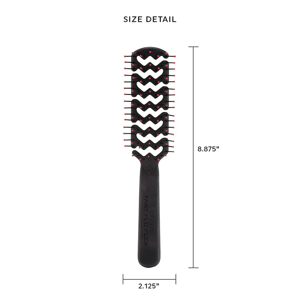 Cricket Static Free Fast Flo brush during blow-dry session shows quick-drying airflow.