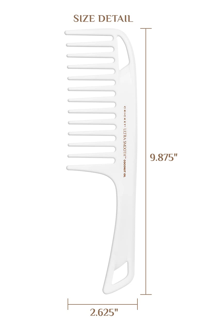 Cricket Ultra Smooth Coconut Detangler Comb on dry hair for silky shine.