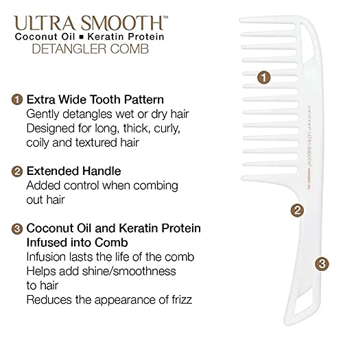 Extended-handle Cricket detangler for better control on long, thick curls.