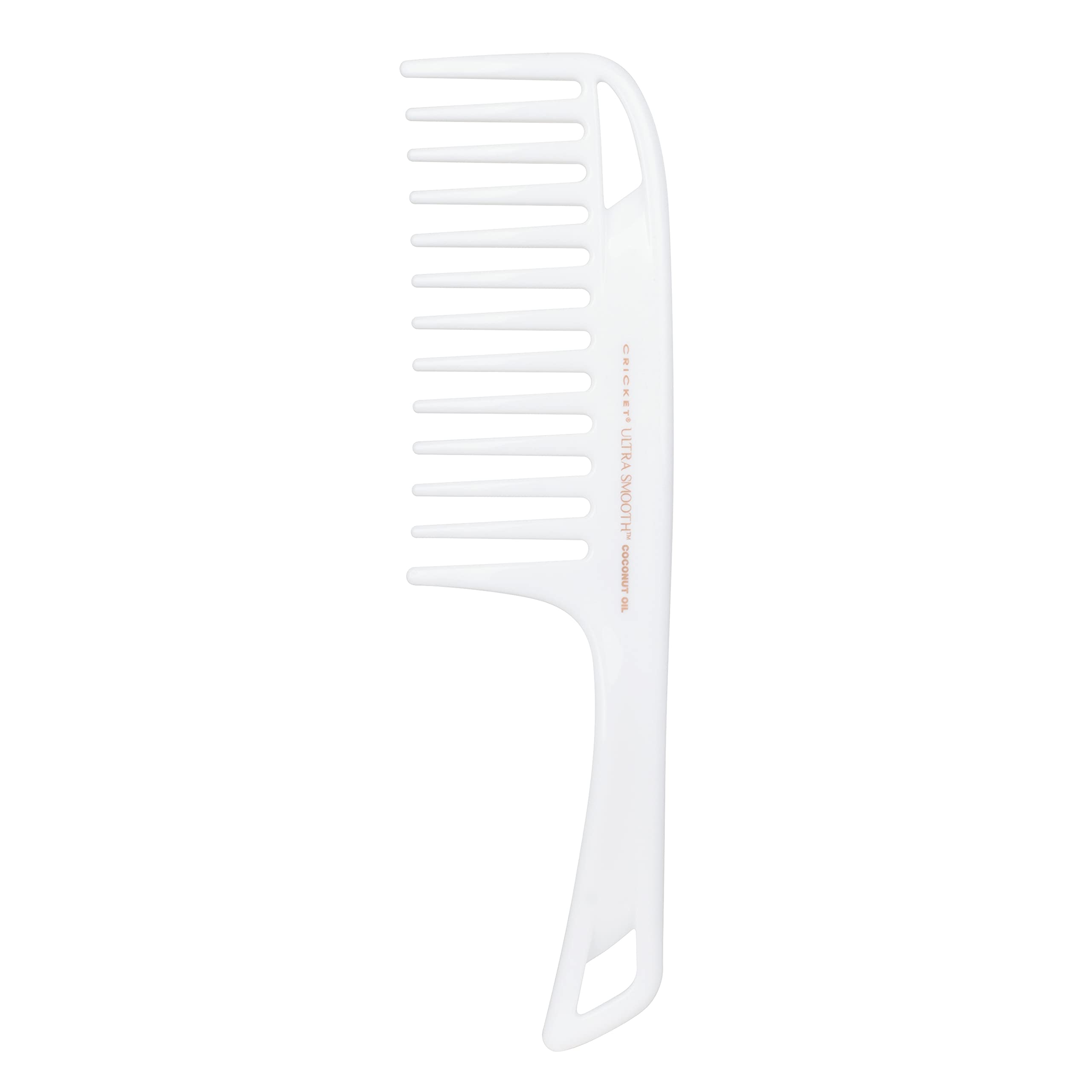 Cricket Ultra Smooth Coconut Detangler Comb on wet hair for gentle detangling.