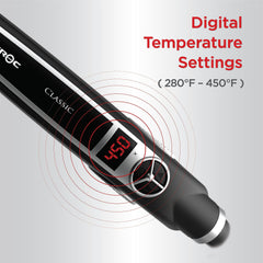 CROC Classic Flat Iron digital temperature display for precise heat control during styling.