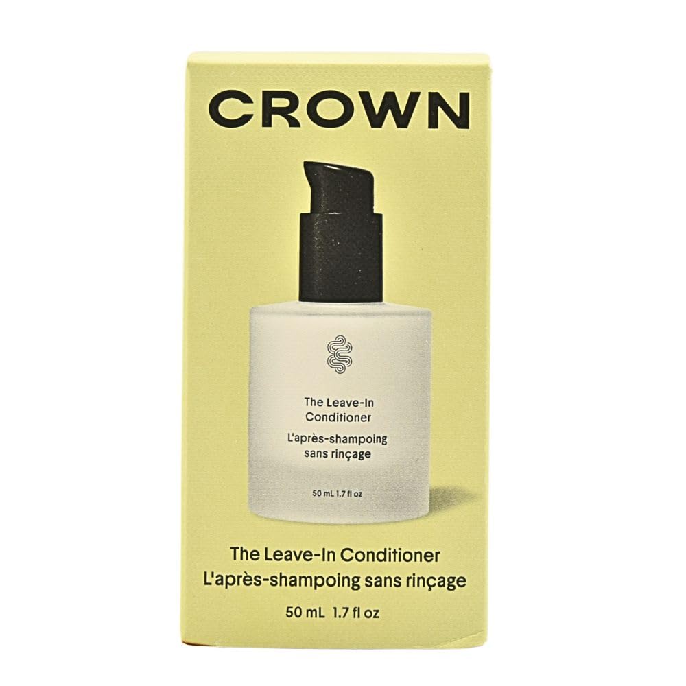 Crown Affair The Mini Leave-In Cream bottle close-up shows smooth texture and shine