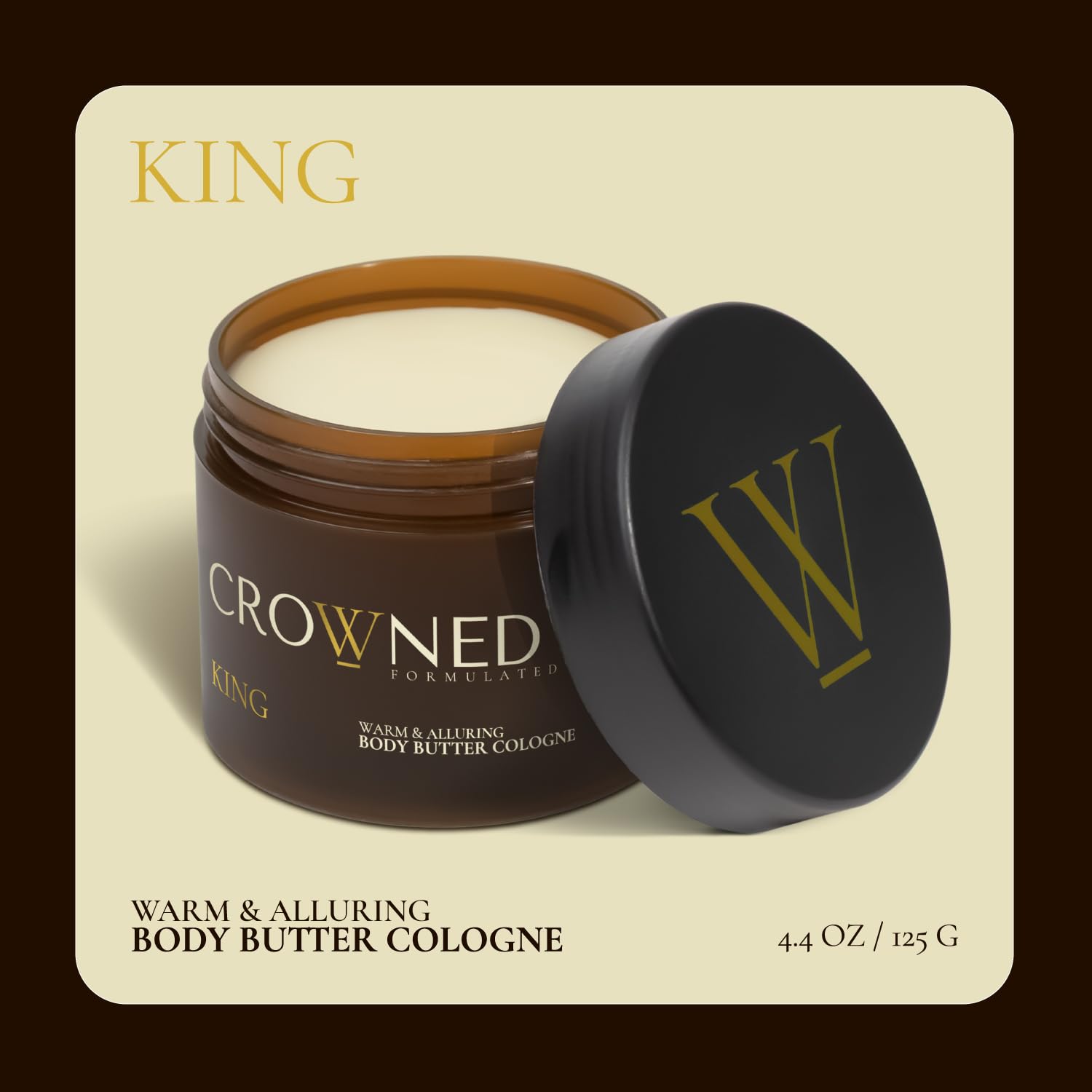 Texture close-up of Crowned Skin King Cologned Body Butter emphasizes creamy nourishment.