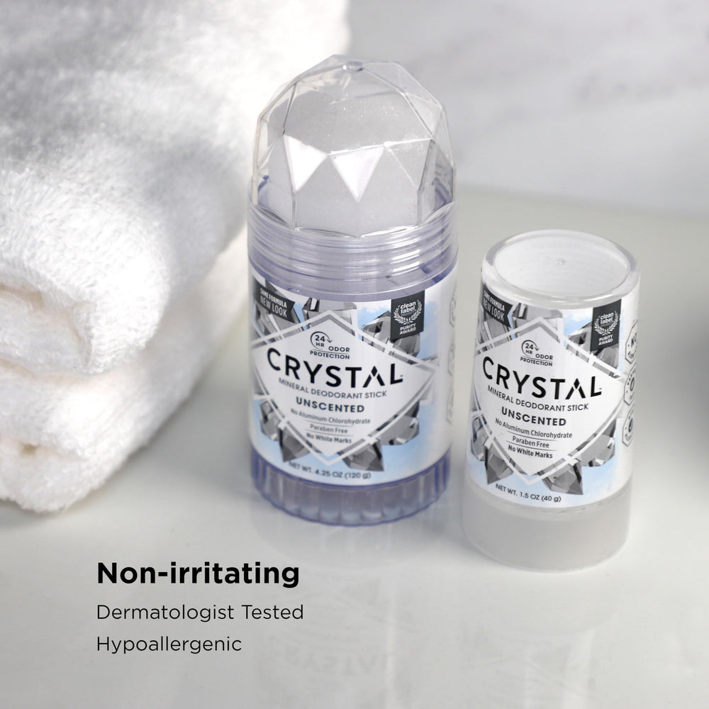 Crystal Essence 24-hour odor control feature for active days and workouts.
