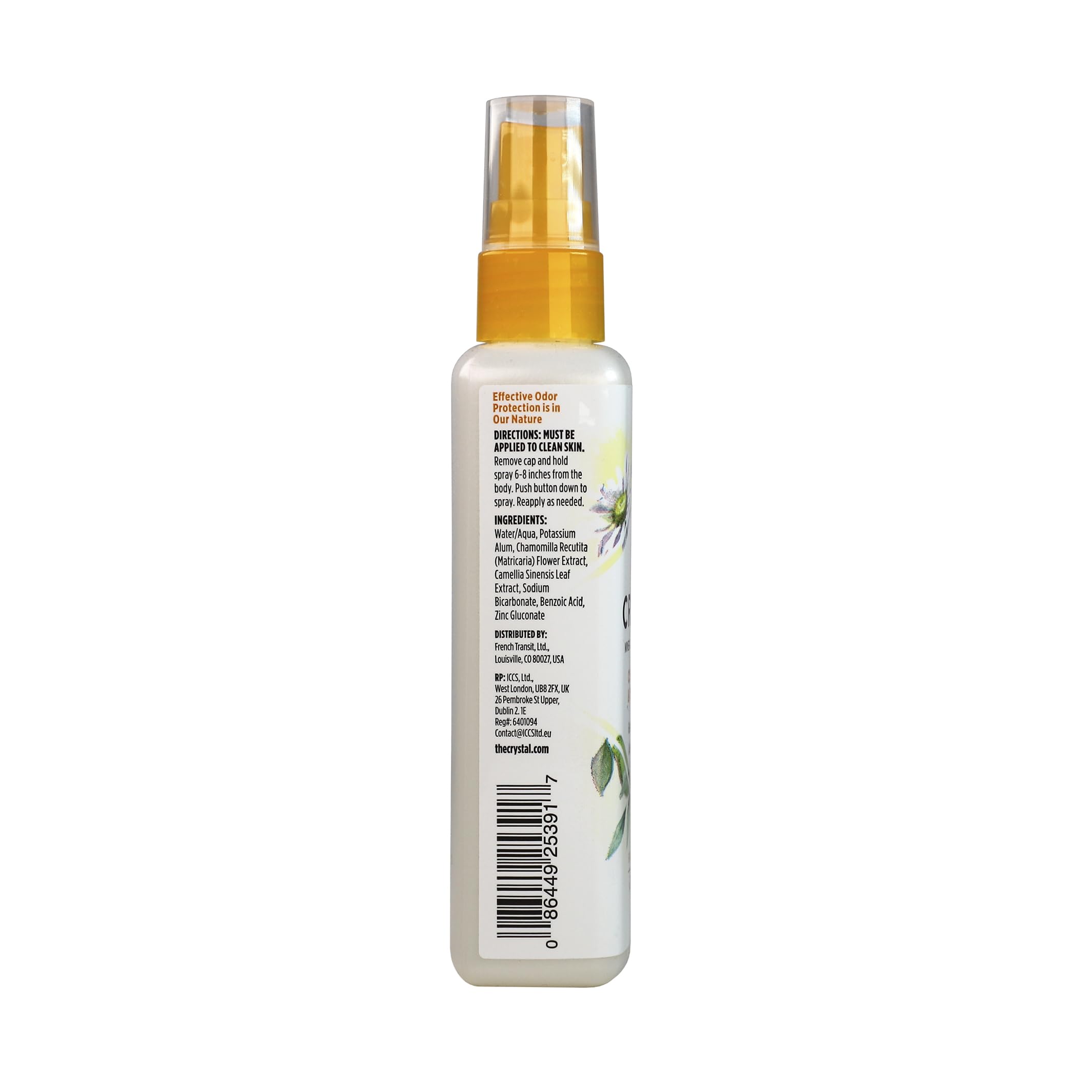 Crystal Essence application near armpit using spray for all-day freshness