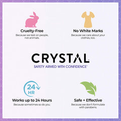 Crystal Essence Crystal Deodorant roll-on closeup shows smooth, fragrance-free application.
