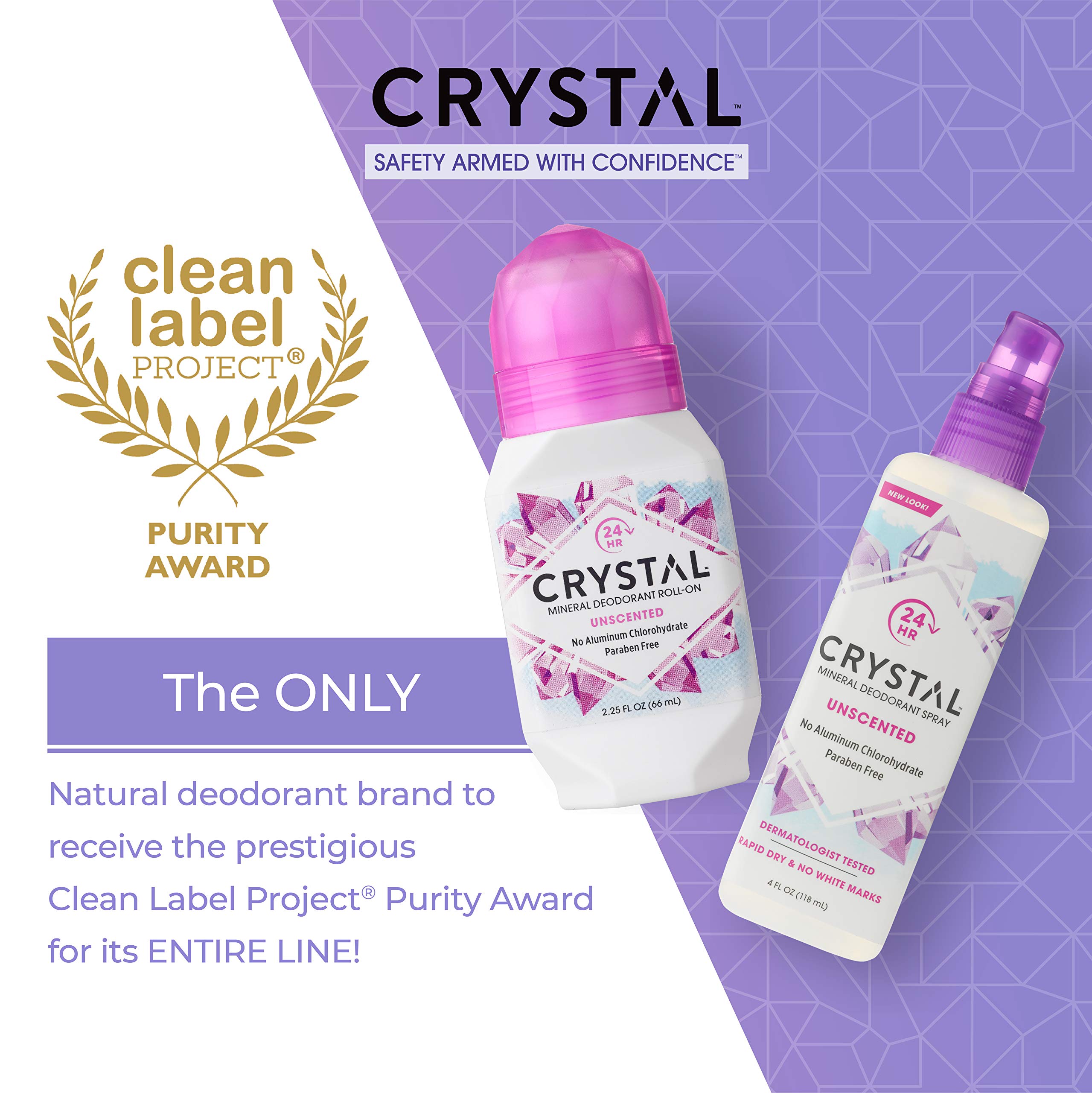 Crystal Essence dermatologist-tested label signals gentle, hypoallergenic use.