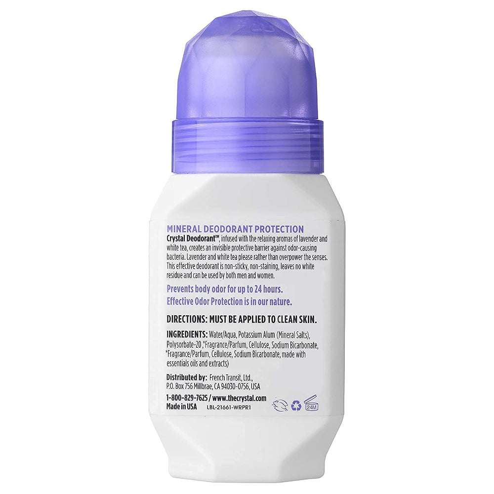Crystal Essence lavender flowers with white tea leaves hinting soothing scent