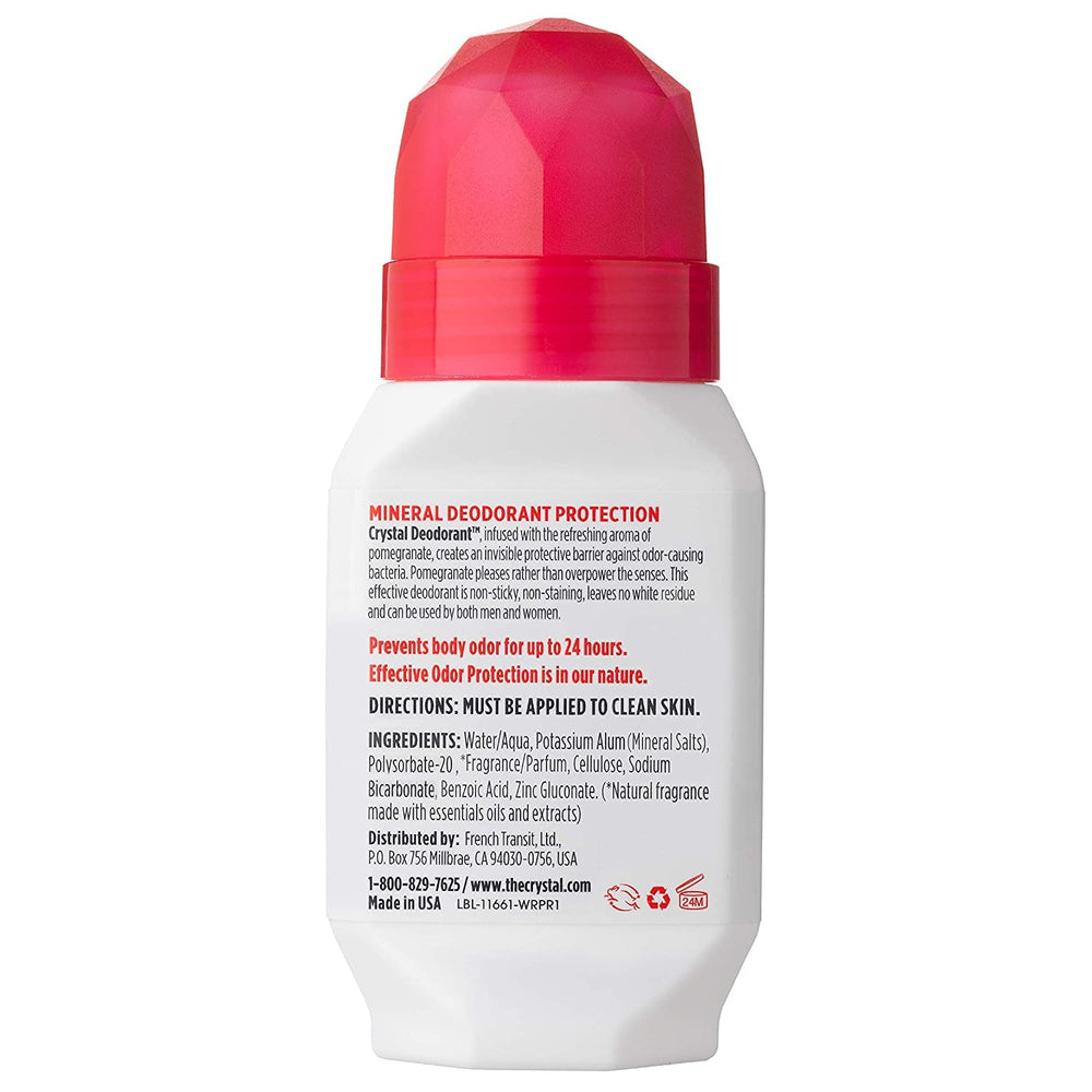 Crystal Essence mineral deodorant pomegranate pack back reveals packaging and ingredients