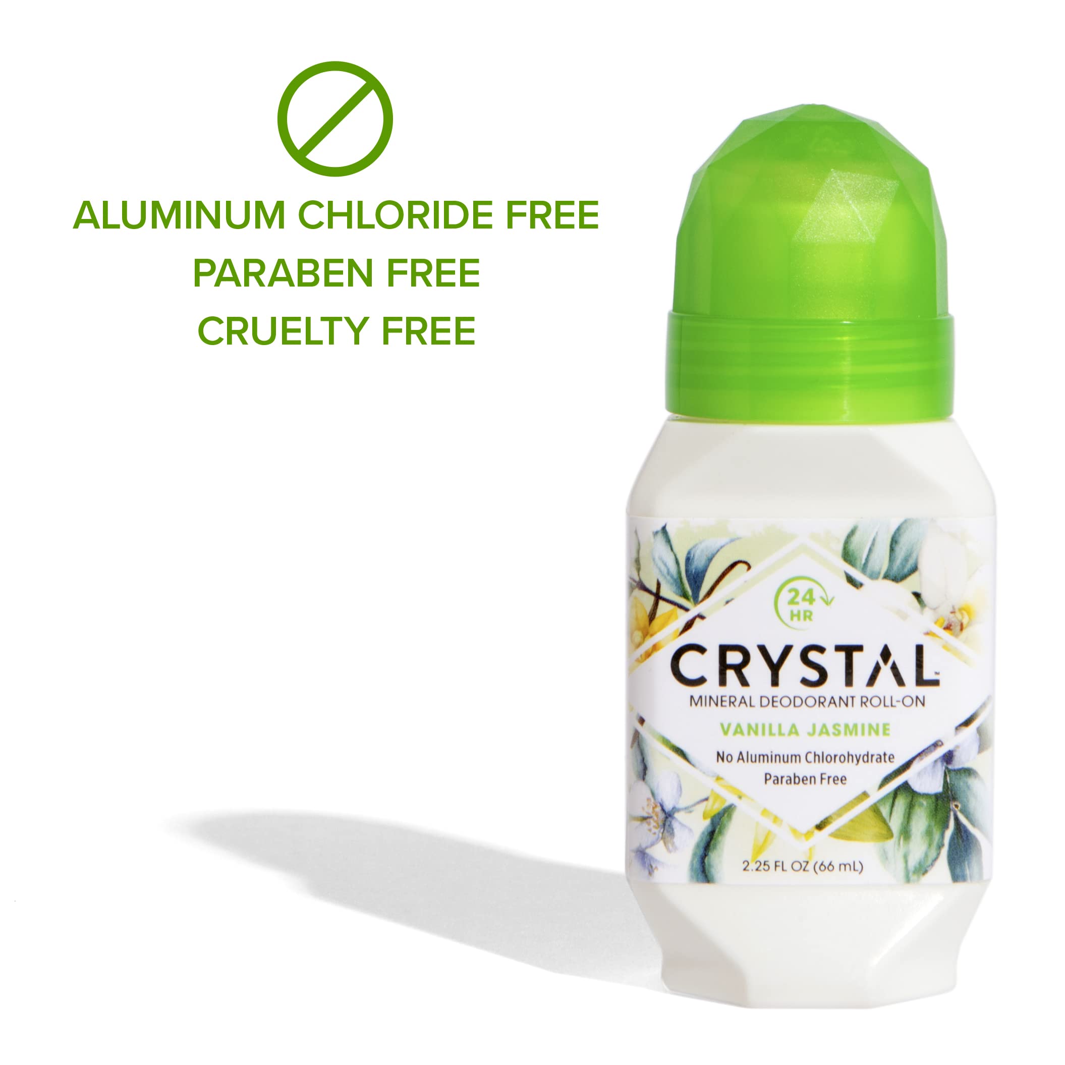 Crystal Essence roll-on Vanilla Jasmine application for smooth glide and all-day freshness