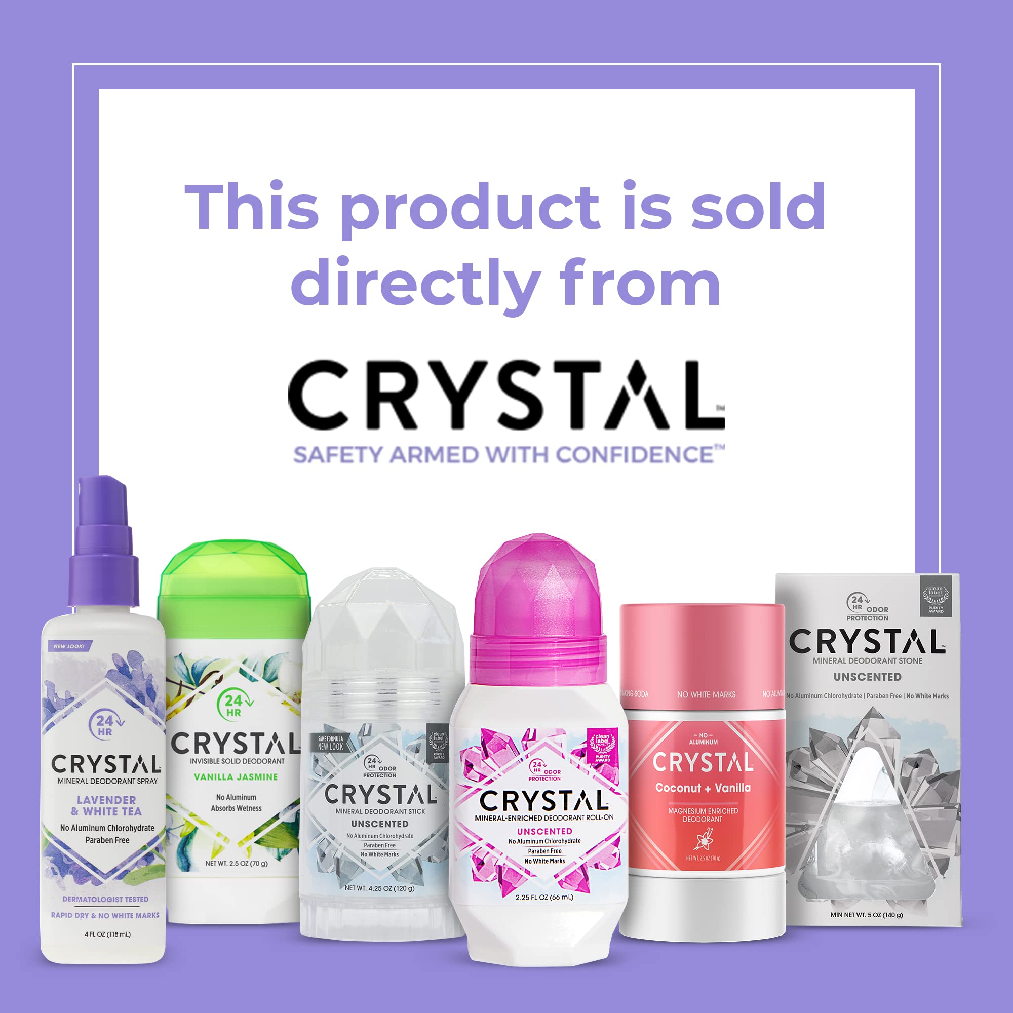Crystal Essence three-pack packaging shown for convenient, travel-friendly deodorant availability.