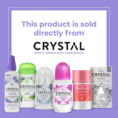 Crystal Essence three-pack packaging shown for convenient, travel-friendly deodorant availability.