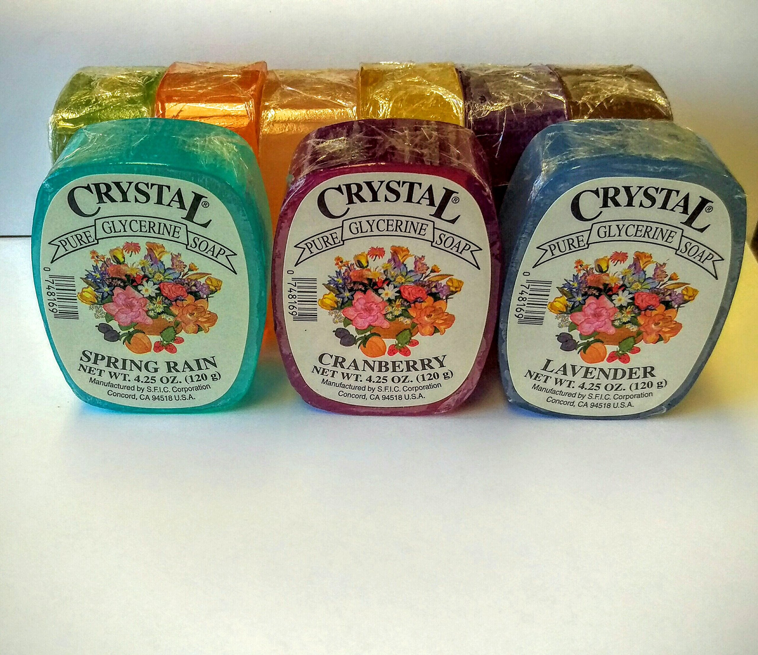 Crystal glycerine soap bars with rich lather and soothing scents for everyday use.