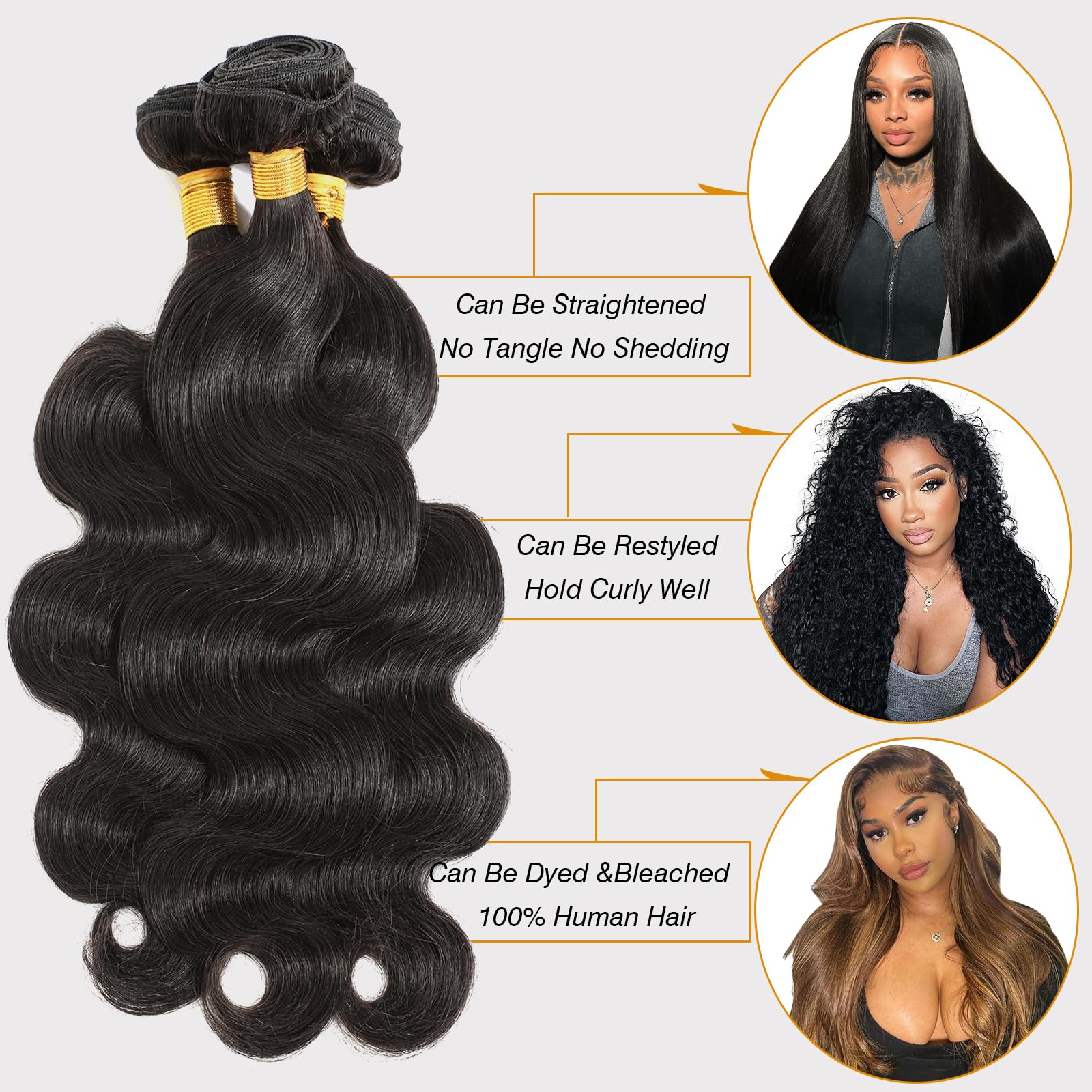 CSCHS natural black virgin bundles for bleaching and dyeing
