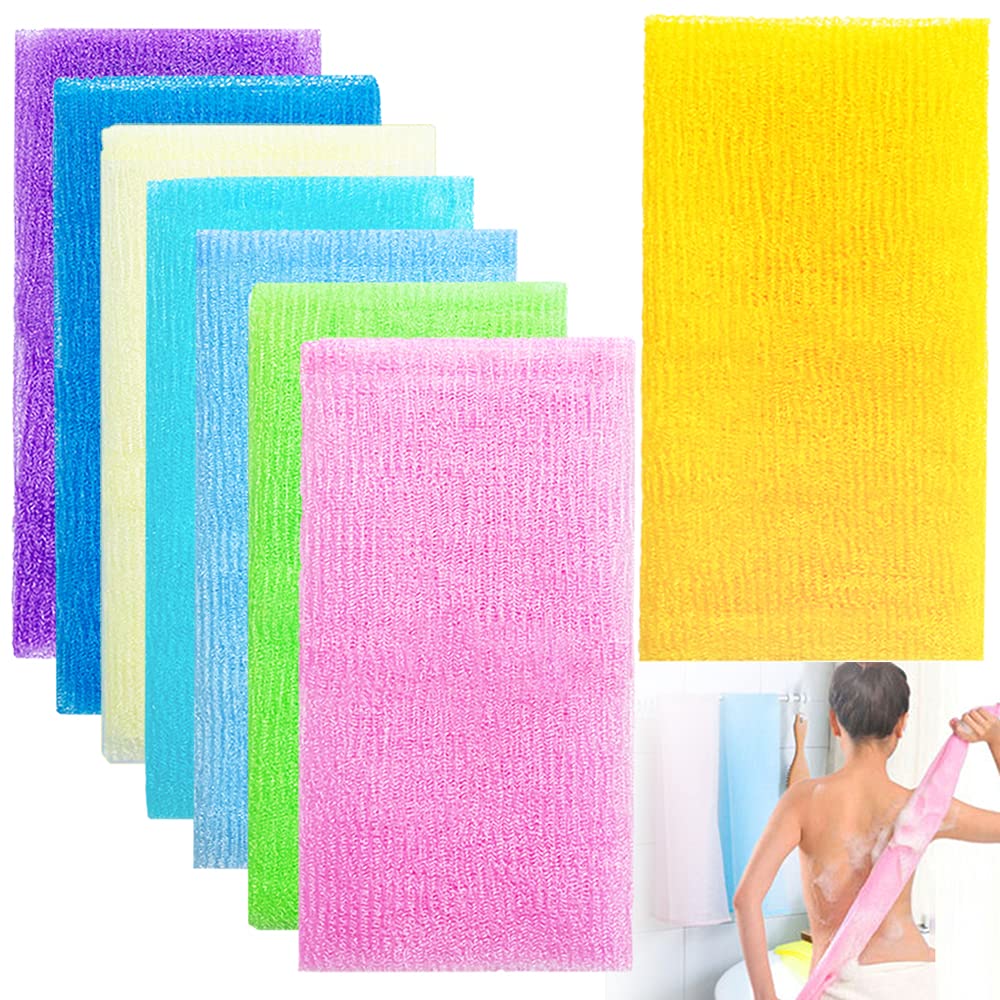 Cshangzei 8pc 35-inch exfoliating bath cloth set for whole-family cleansing.