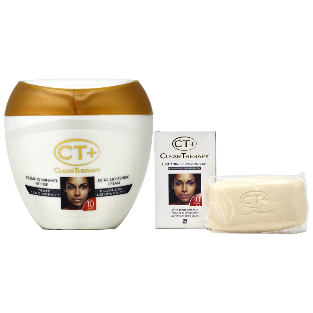 CT+ Clear Therapy cream and beauty bar image for daily cleansing and soothing skincare routine