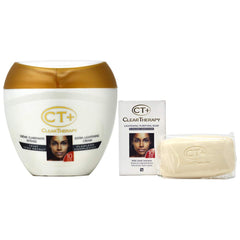 CT+ Clear Therapy cream and beauty bar image for daily cleansing and soothing skincare routine