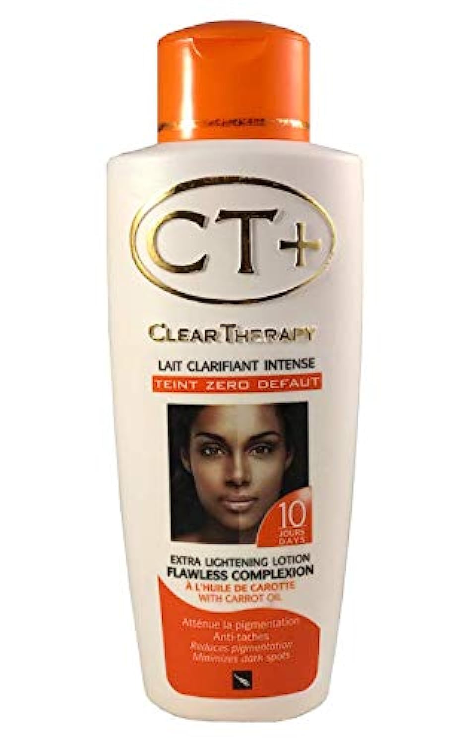 CT+ Clear Therapy lotion bottle with carrot extracts for radiant skin