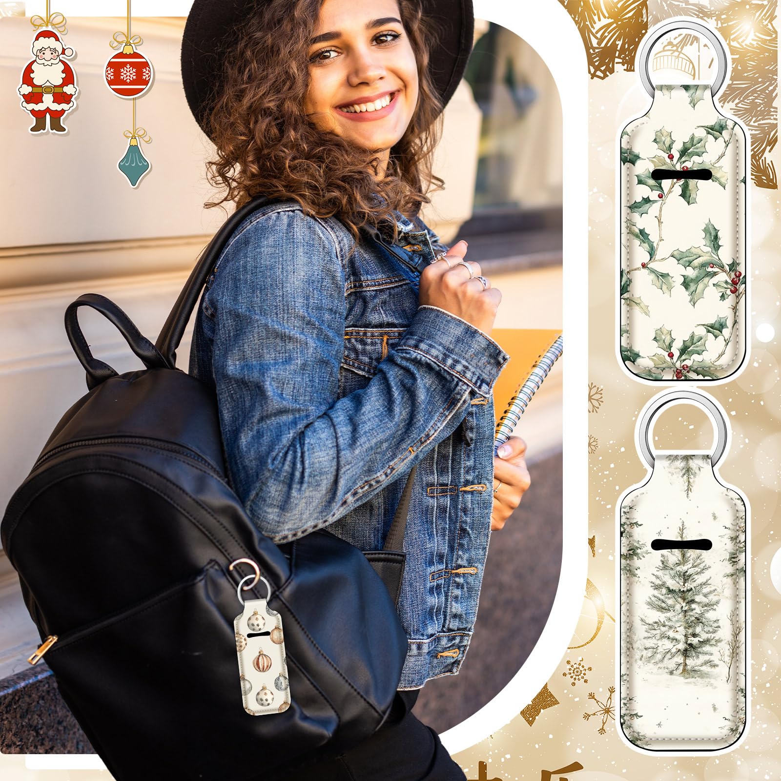 Ctosree flowers pattern lipstick keychain adds festive style and prevents loss