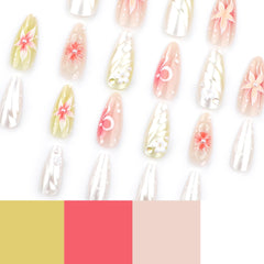 CTTHNBD close-up of 3D flower detail on almond nails.