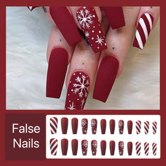 CTTHNBD snowflake stripes design nails show festive winter manicure ready in minutes.