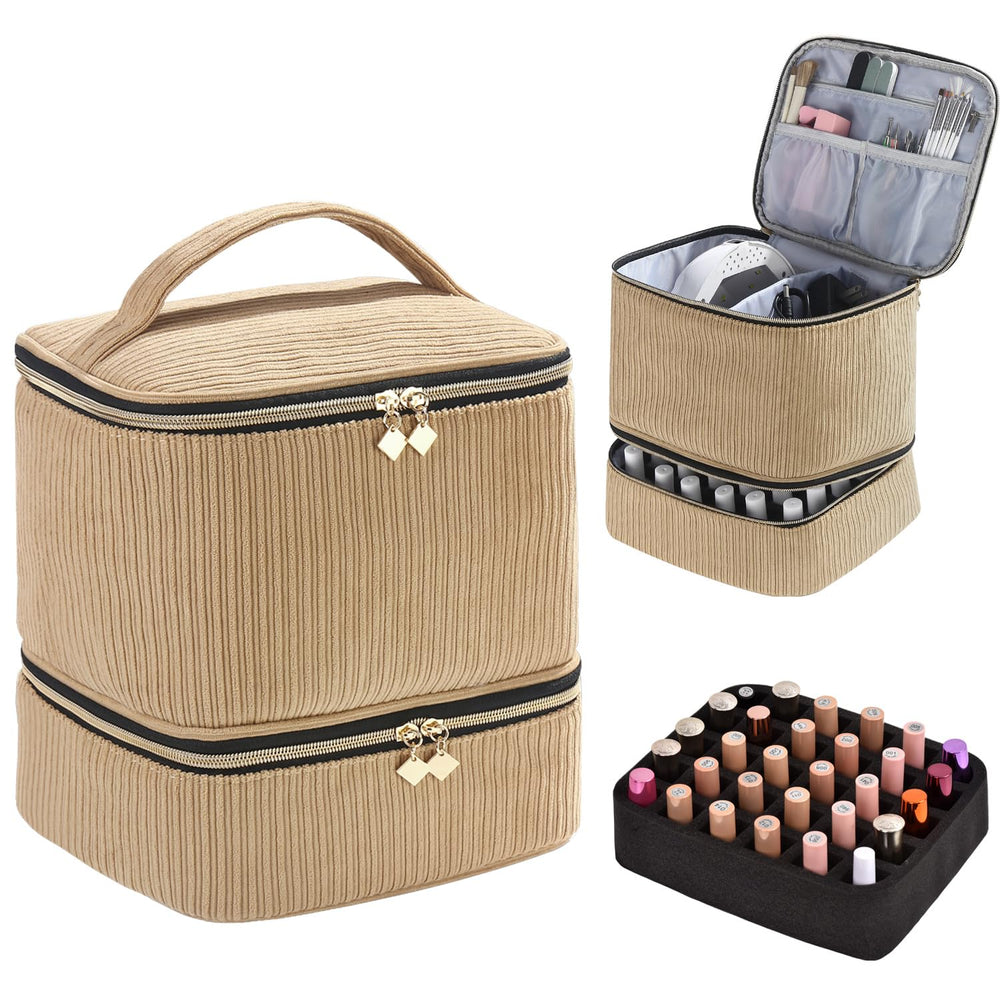 CTWWFS corduroy nail polish organizer durable soft touch fabric for stylish storage.