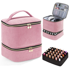 CTWWFS Corduroy Nail Polish Organizer pink front view for tidy polish storage.