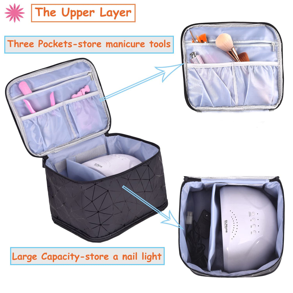 CTWWFS nail-lamp-case interior displays lamp and power cord neatly organized.