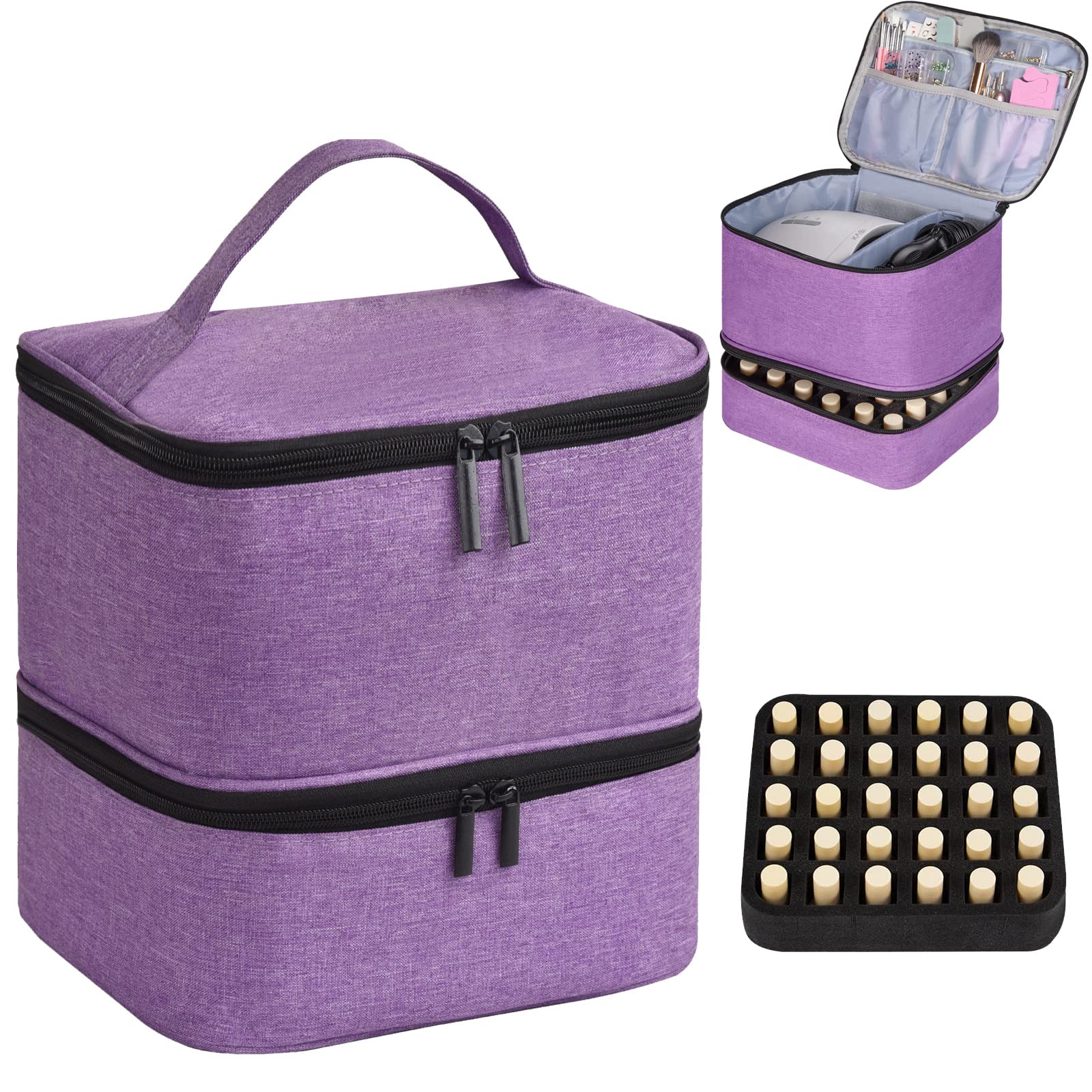 CTWWFS nail polish organizer front view purple for easy travel storage.