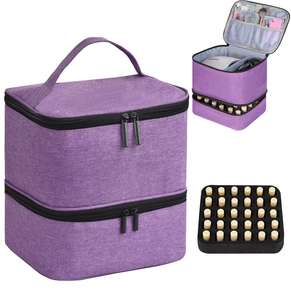 CTWWFS nail polish organizer front view purple for easy travel storage.