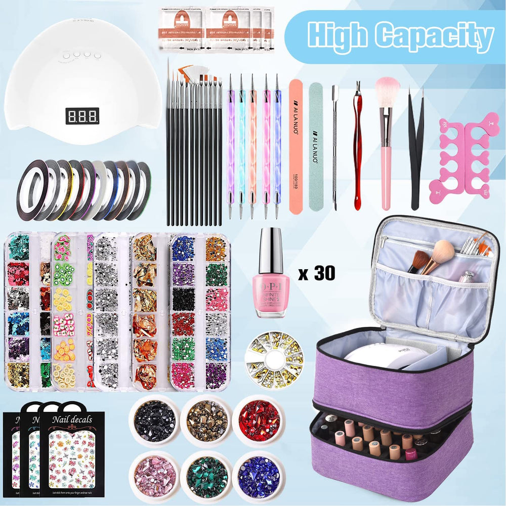 CTWWFS nail polish organizer open upper layer reveals lamp compartment for compact setup.