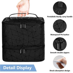 CTWWFS PU leather nail polish organizer bottom compartment foam protects bottles.