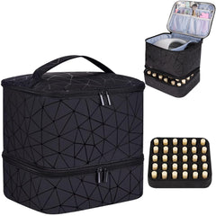 CTWWFS PU leather nail polish organizer top view for compact, organized travel-ready storage.